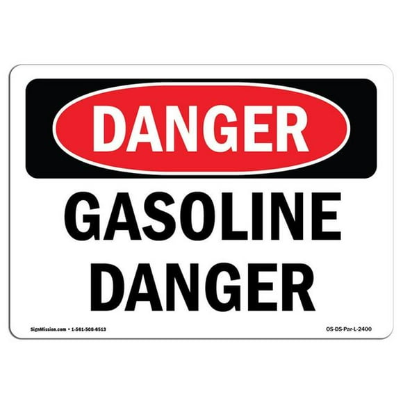 SignMission OS-DS-A-1218-L-2400 12 x 18 in. OSHA Danger Sign - Gasoline Danger