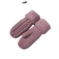 thumbnail image 2 of Mens Womens Winter Gloves & Mittens Thicken Fleece Lined Glove Unisex Couples Casual Solid Color Thermal Warm Chunky Knitted Mitten, 2 of 3