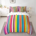 thumbnail image 2 of Feelyou Colorful Striped Teens Twin Bedding Sets 7-Piece, Cartoon Rainbow Geometric Bedding Comforter Set, Cartoon Style Reversible Sheet Sets, Luxury Bedroom Decor, 2 of 7