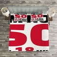 thumbnail image 3 of Ambesonne 50th Birthday Quilted Bedspread Set 3 Pcs, Feeling 18, King Size, Red Black White, 3 of 3