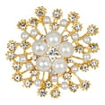 thumbnail image 2 of Xinyolin Women Brooch Faux Pearl Shiny Rhinestone Decor Snowflake Shape Hollow Out High-end Luxury Stainless Clothes Decoration Lady Clothes Pin, 2 of 7