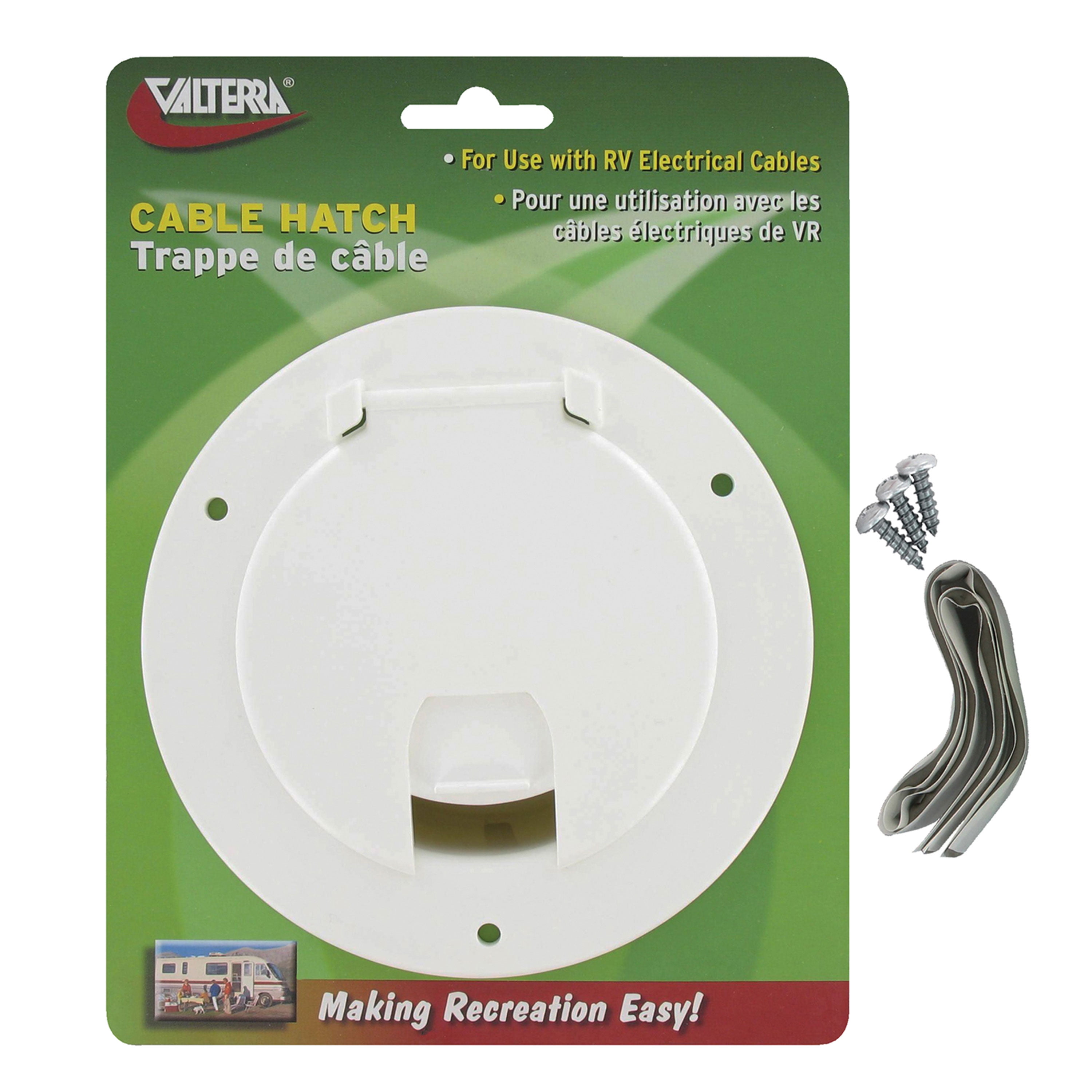 Valterra Black Electric Power Cord Small Round Cable Hatch 3 Cutout RV 