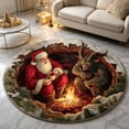 thumbnail image 5 of 3D Santa Campfire Round Rug - Soft Non-Slip Washable Floor Mat for Living Room, Bedroom Entryway & Festive Holiday Decor, 5 of 7