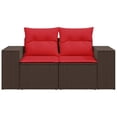 thumbnail image 5 of Bowery Hill 2-Seater Brown Poly Rattan Patio Sofa With Cushions, 5 of 22