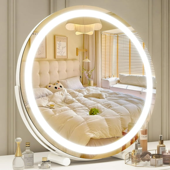 Espejo de tocador ROLOVE, 18 pulgadas, iluminado, para maquillaje Smart Touch, blanco