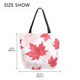 thumbnail image 5 of Open Top Canvas Tote Bag with Zipper Reusable Shopping Bag 13.5x15" Roomy Carryall Red Maple Leaves Pattern, 5 of 9