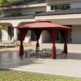 thumbnail image 5 of Erommy Outdoor Gazebo 10'x10', Double Roof Patio Gazebo with Mosquito Nettings and Privacy Screens,Wine Red, 5 of 10
