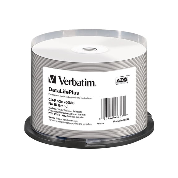 Verbatim DataLifePlus Professional - 50 x CD-R - 700 MB 52x - wide thermal printable surface - spindle