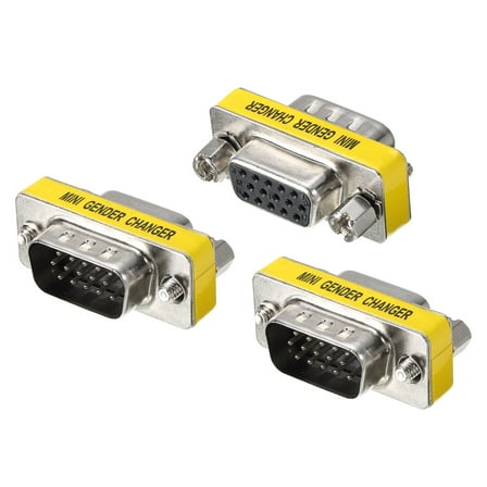 Uxcell VGA Coupler VGA Gender Changer Connector Male to Female VGA Adapter Conversion for Cable Extender, Pack of 3