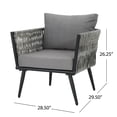 thumbnail image 5 of Soren Outdoor Wicker Club Chairs with Cushions, Set of 4, Light Gray, Dark Gray, 5 of 6