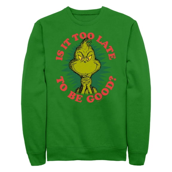 Men's The Grinch Is It Too Late Face Sweatshirt