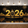 thumbnail image 5 of Golden Theme 2026 New Year Countdown Backdrop Clock Design Festive Decoration Celebration Banner for New Year's Eve Party Holiday Celebration Indoor Decoration, 5 of 9