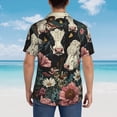 thumbnail image 4 of Fotbe Vintage Sunflower Cow Camisa Hawaiana para Hombre Unisex – Camisa Casual de Verano con Botones de Manga Corta de Algodón y Lino,XX-Large, 4 of 7