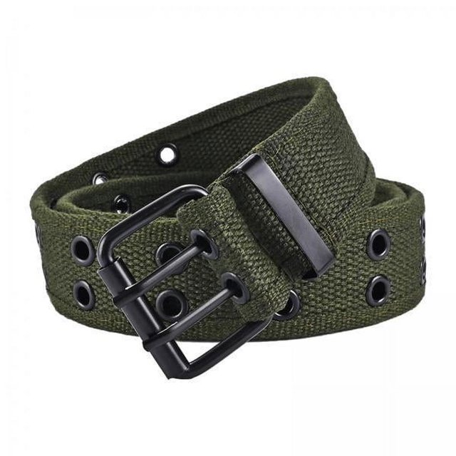 3x Cinturón Con Ojales Dobles Cinturón Con Hebilla Informal Estético Cinturones Cinturón De Lona 110 Cm Verde