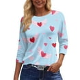 thumbnail image 5 of Garbnen Womens Valentines Day Tops 3/4 Length Sleeve Womens Tops Love Heart Print Crew Neck Dressy Womens Tunic Tops, 5 of 6
