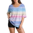 thumbnail image 3 of 3/4 Sleeve Shirts For Women Cool T Shirts Womens Graphic T Shirts Womens Gradient Color Shirts Work Tops Soft Graphic Tees Elbow Sleeve Tops Women Womens Printed T Shirts Fitted Tops For W, 3 of 6