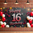 thumbnail image 6 of Sparkling Glittery 16th Happy Birthday Banner Backdrop Party Decoration Background for Photography Props Birthday Party Celebrations Decorations, 6 of 7