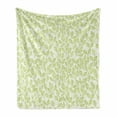thumbnail image 1 of Leaf Soft Flannel Fleece Throw Blanket, Watercolors Green Tea Leaves and Branches Lines and Patterns Contemporary Artwork, Cozy Plush for Indoor and Outdoor Use, 50" x 60", Green Ecru, by Ambesonne, 1 of 5