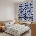 thumbnail image 3 of Navy Blue Geometric Kitchen Curtains 63 Inch Length, Vintage Abstract Art Tiers Curtains for Living Room Berdoom Bathroom, Light Filtering Drapes Rod Pocket Window Treatment 2 Panels 42"Wx63"L, 3 of 8