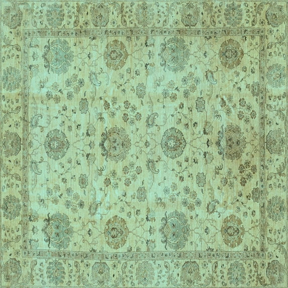 Ahgly Company Indoor Square Oriental Light Blue Traditional Area Rugs, 5' Square