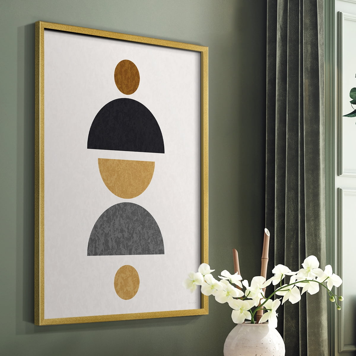 Shapely Center in Gold Solid Wood 11 x 14 Framed Print