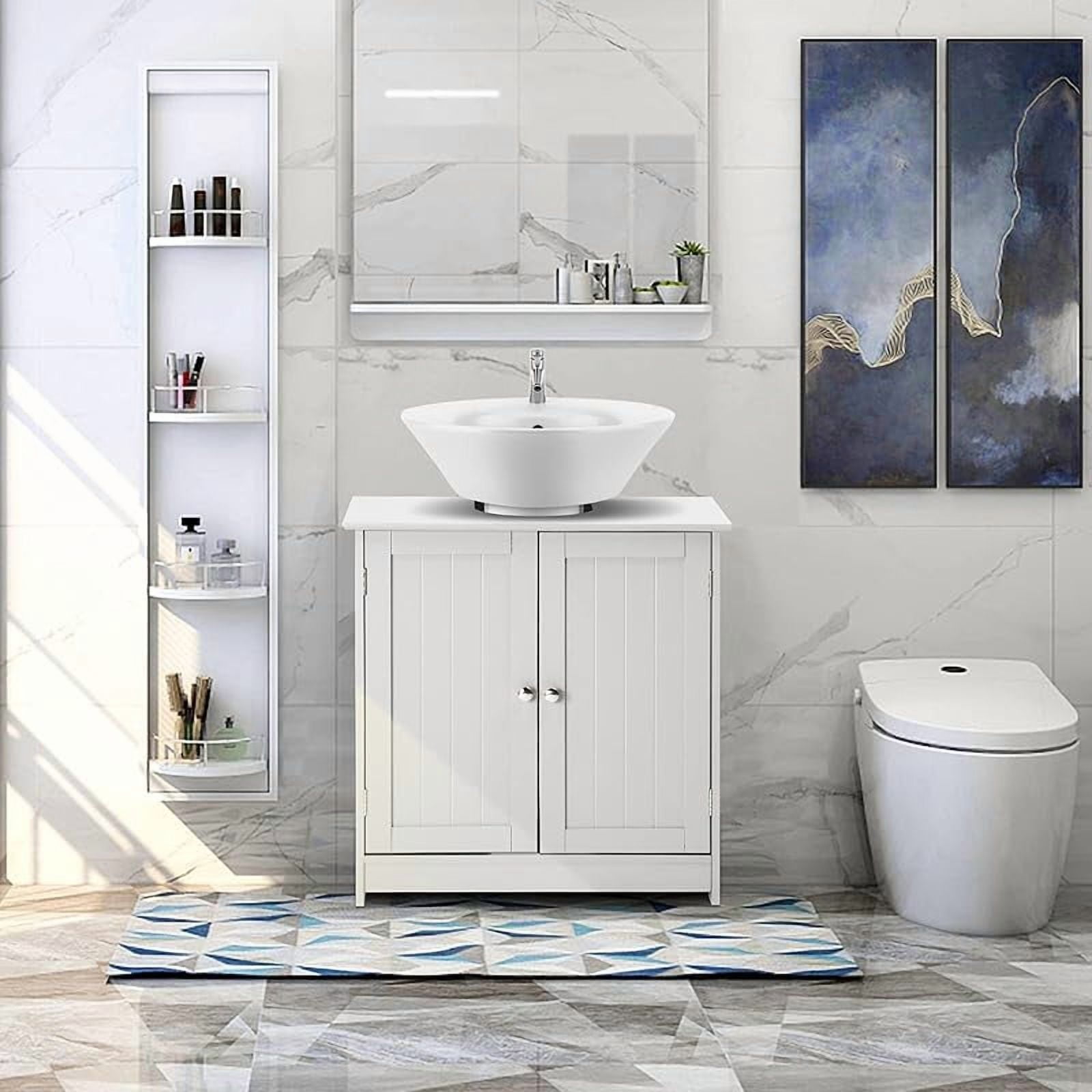 Pedestal Sink Storage Cabinet with 2 Doors Traditional Under Sink Cabinet Bathroom Space Saver Organizer with Adjustable Shelf 23 5/8" W x 11 7/16" D x 23 5/8" H