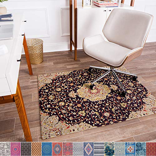 Anji Mountain Chair Mat Rugd Collection Nizwa For Low Pile Carpets & Hard Surfaces 1/4 Thick Brown and Ivory Trellis 