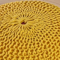 Christopher Knight Home Belle Knitted Cotton Pouf, Yellow