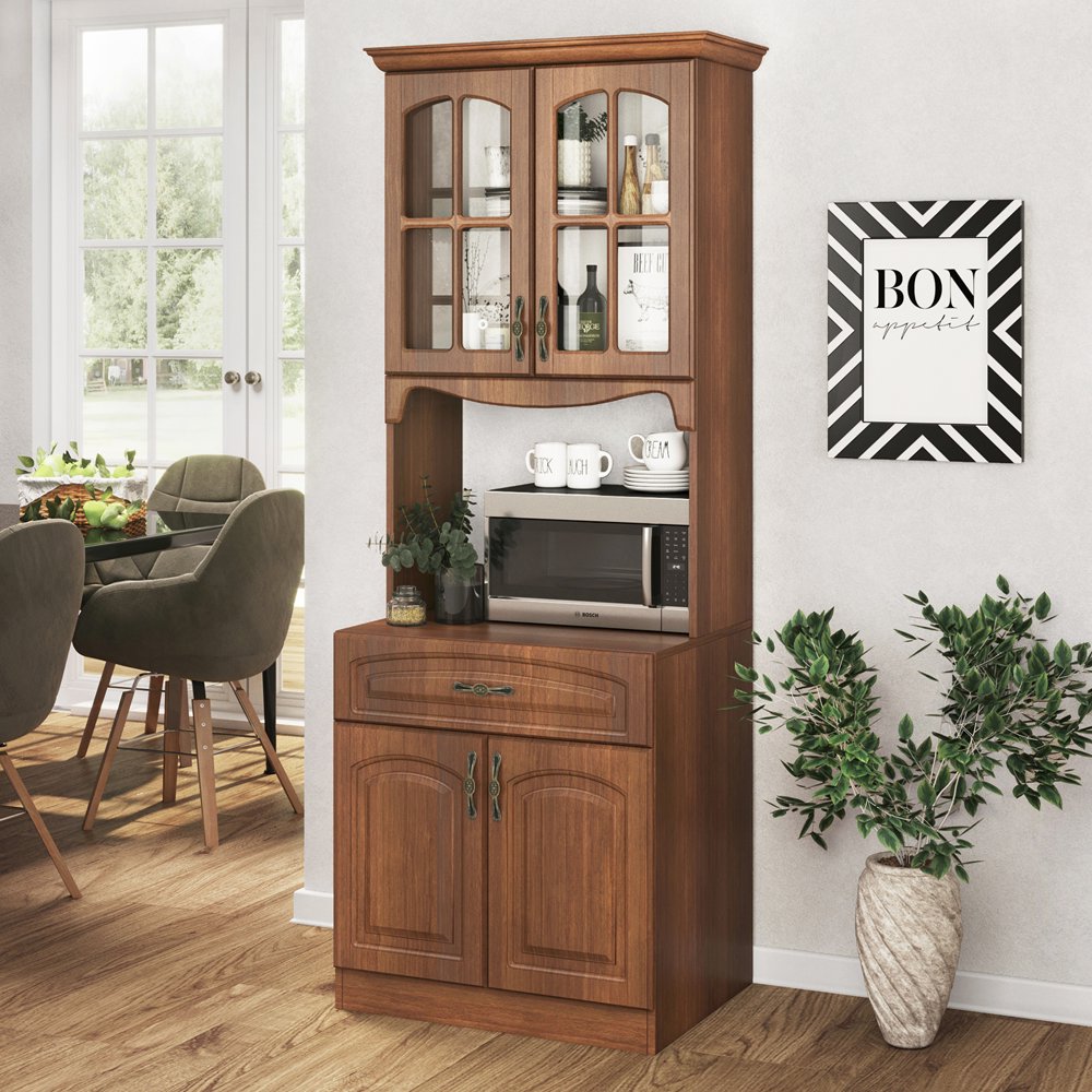Living Skog Pantry Kitchen Storage MDF, in Dark Cherry color