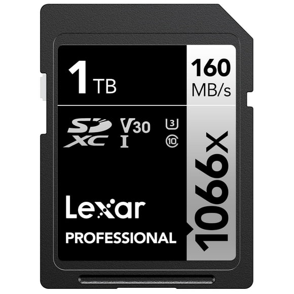 Lexar Professionnel 1066x 1 To SDXC UHS-I Carte Série Argent, jusqu'à 160MB/s Lecture, pour Appareils Photo Reflex et Sans Miroir (LSD1066001T-BNNNU)