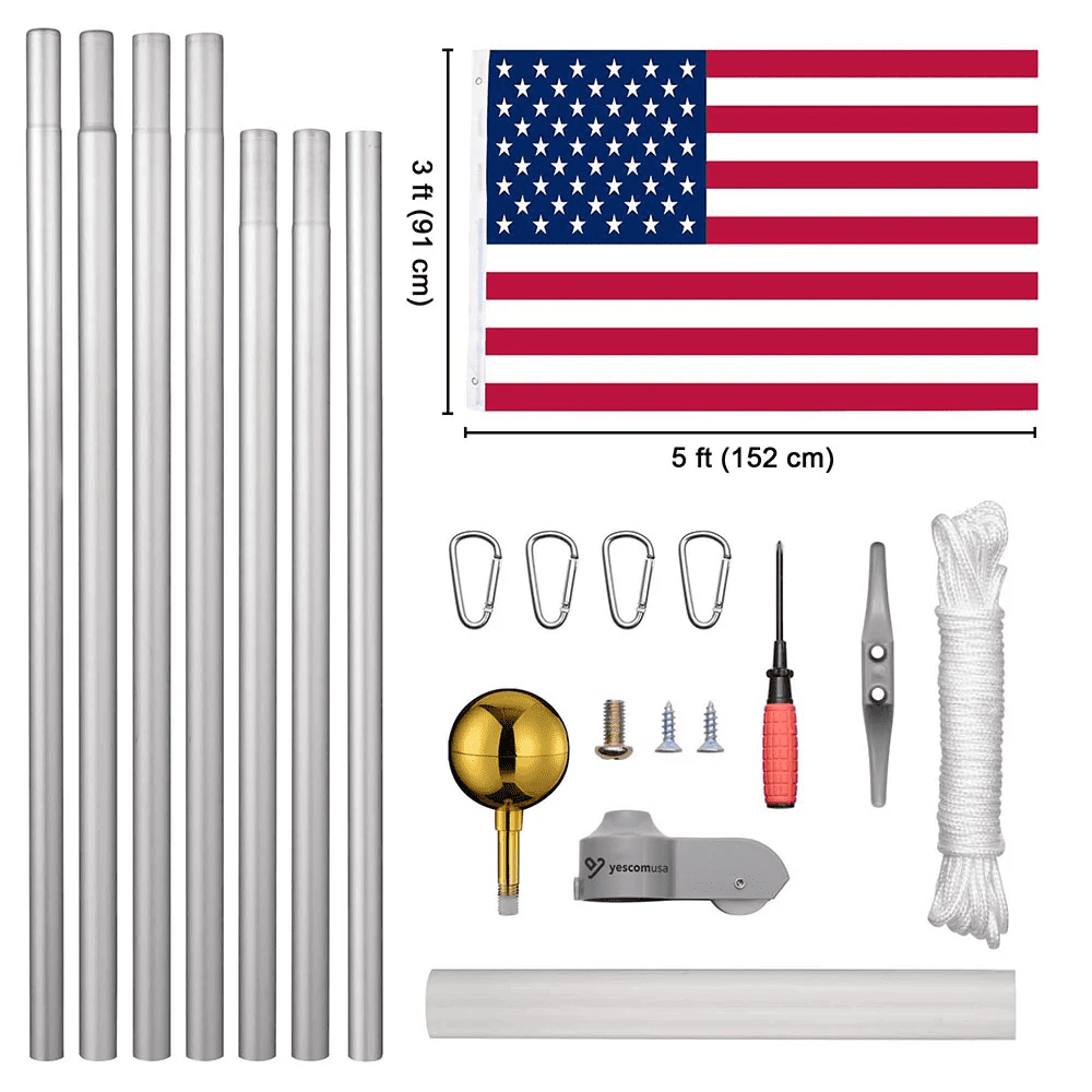 American Aluminum Sectional Flag Pole Set 30', Black