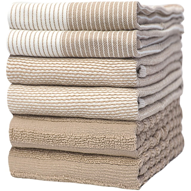 Paños De Cocina Premium (Paquete De 20? 28, 6) | Toallas De Mano De Cocina Grandes De Algodón | | Juego De Paños De Cocina Planos Y De Rizo Muy Absorbentes Con Lazo Para Colgar | Broncearse