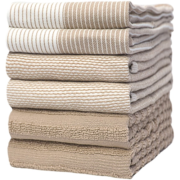 Paños De Cocina Premium (Paquete De 20? 28, 6) | Toallas De Mano De Cocina Grandes De Algodón | | Juego De Paños De Cocina Planos Y De Rizo Muy Absorbentes Con Lazo Para Colgar | Broncearse
