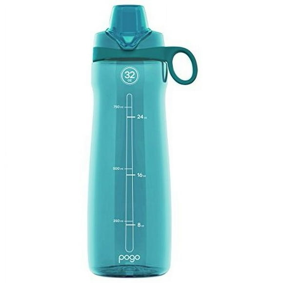 Pogo BPA-Free Plastic Water Bottle with Chug Lid, Blue Atoll, 32 oz