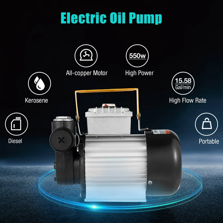 Anqidi 110V Electric Fuel Transfer Pump 16GPM 550W Self Priming 60L/min  Electric Oil Pump Transfer Fuel Diesel Kerosene Extractor Pump Kit 