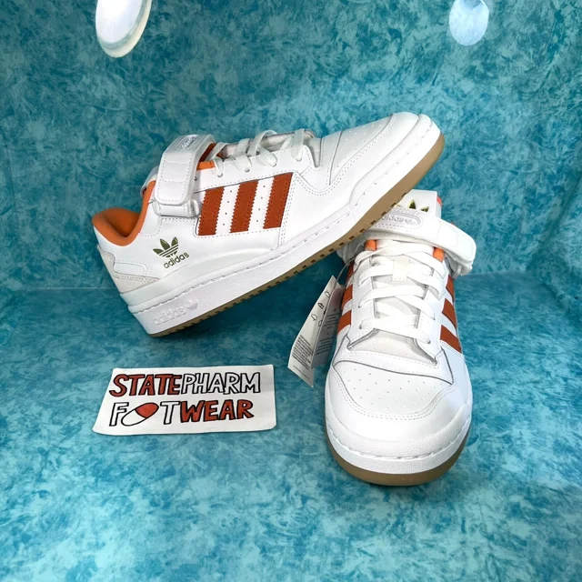 Ad-id-as Forum Low White True Orange men's Retro Leather Low Top Shoes Size 9.5