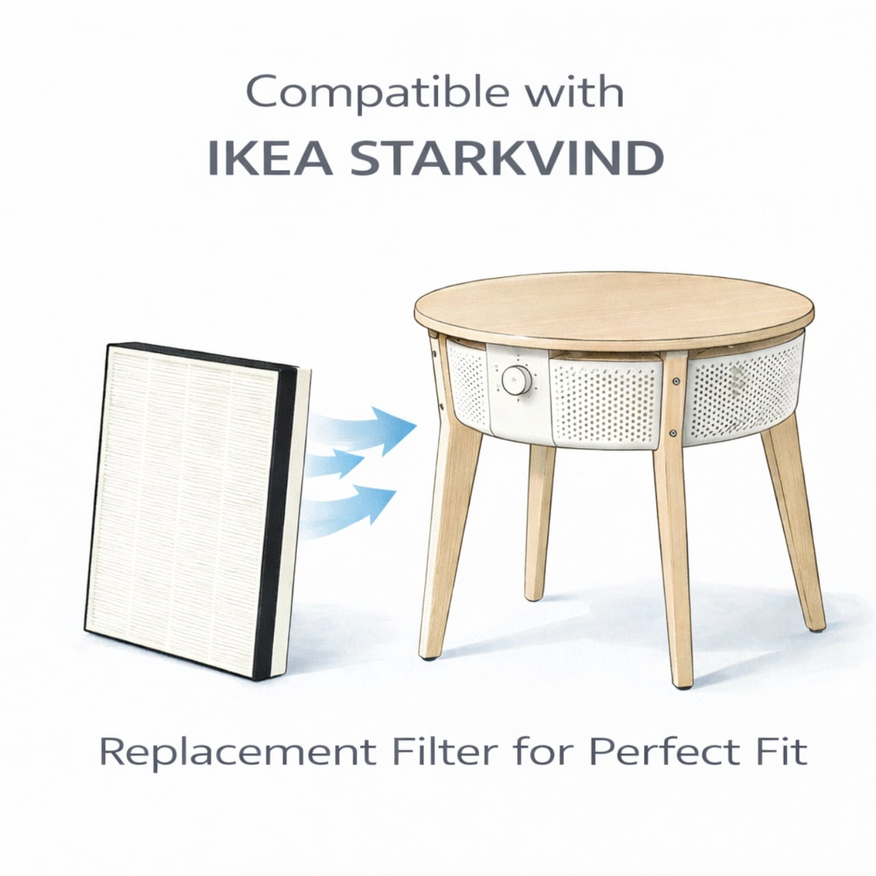 Nispira HEPA Filter for IKEA STARKVIND Air Purifier Table Replacement, 1 Pack