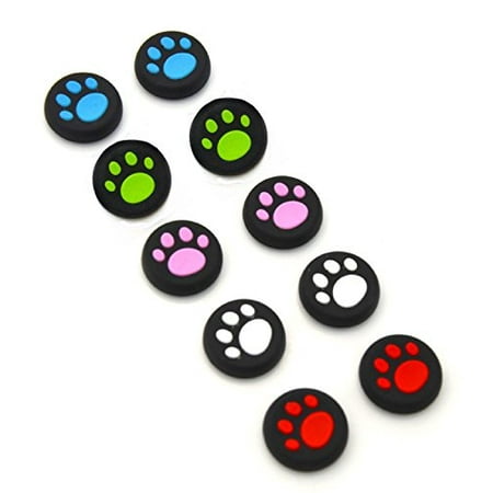 5 Pairs/10 PCS Silicone Cat Pad Joystick Thumb Stick Caps Cover for PS4 PS3 PS2 Xbox One/360 Game