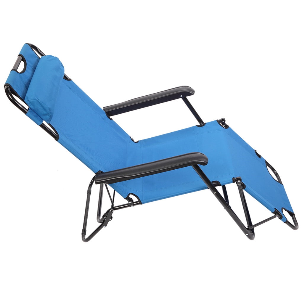 Portable Reclining Chair Dual Purposes Folding Lawn Chair Extendable Chair Blue 