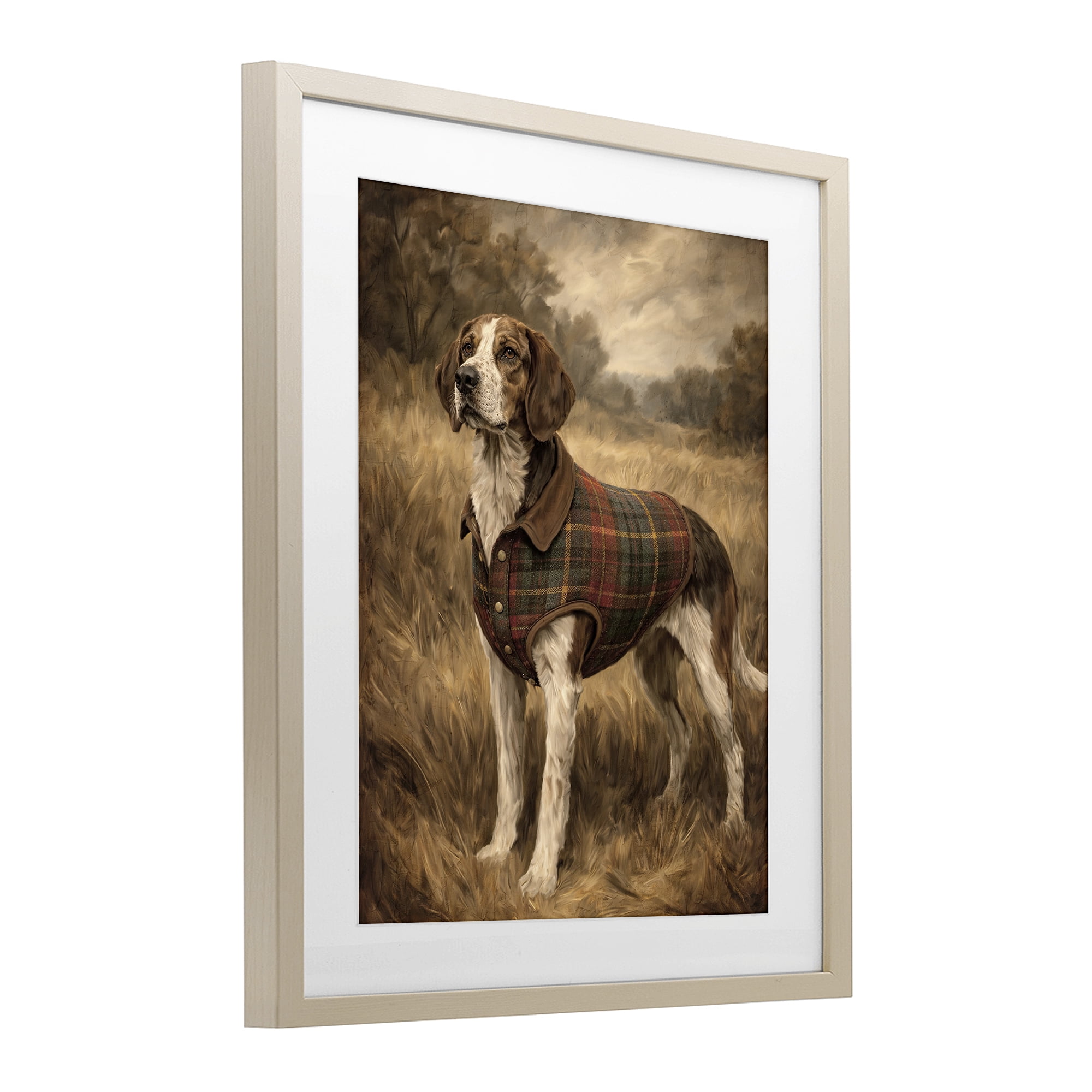 Stupell Industries Hunting Days Plaid Jacket Hound Birch Framed Print Under Glass, design by Kim Allen