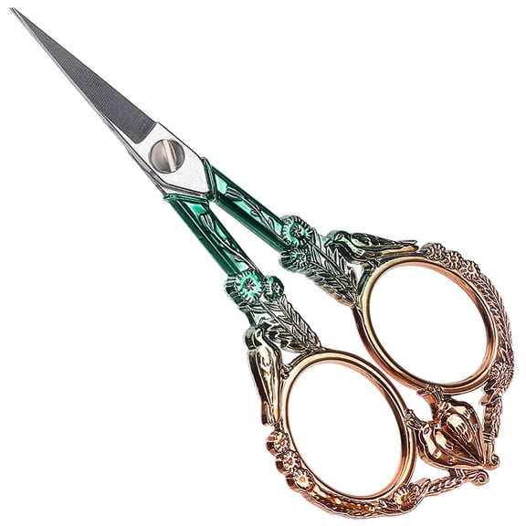 Bird European Sewing Embroidery Scissors Orange Green Stainless Steel Vintage Crochet Scissors Stitch Cutting Stork Pointed Tip Shears Small Scissor