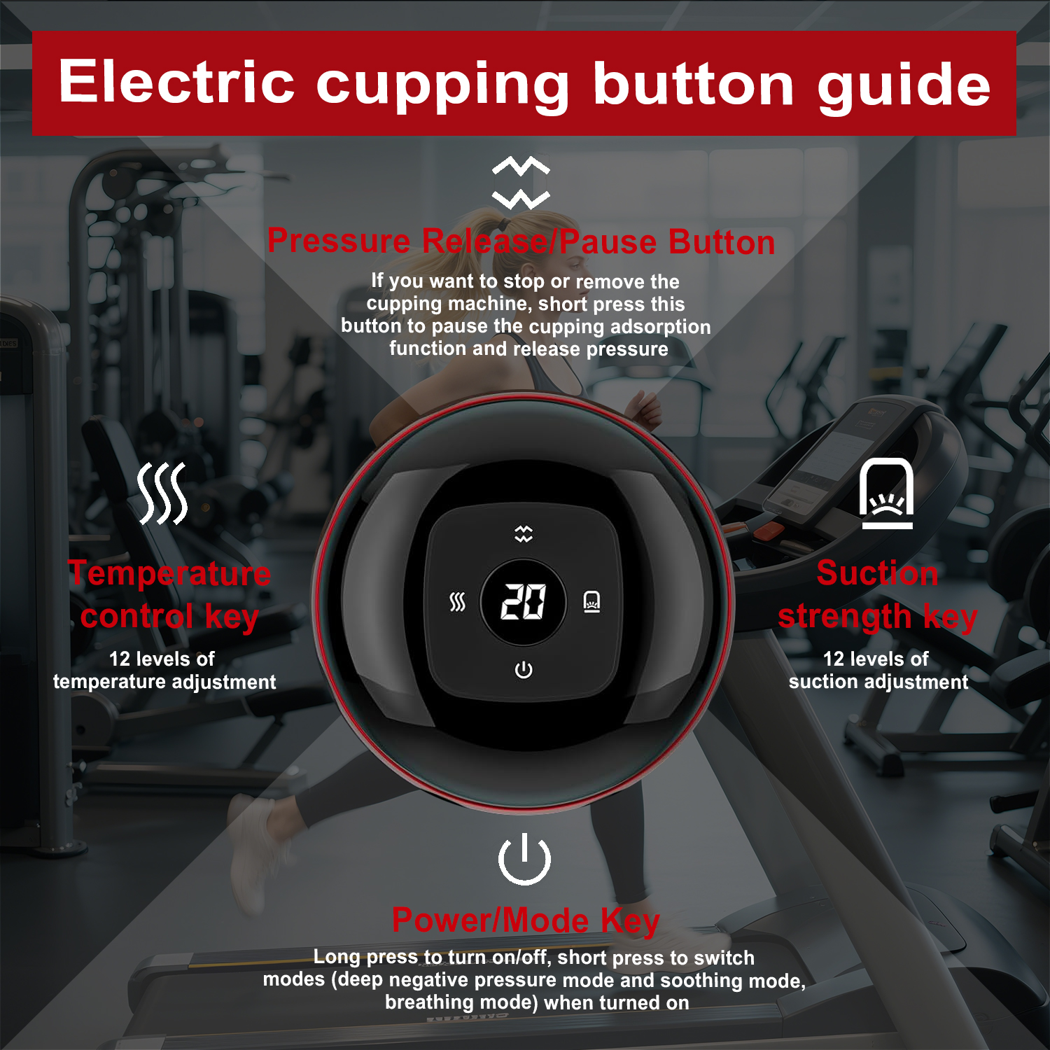 TISSCARE 5-in-1 Electric Cupping Massager Kit – 12-Level Temperature & Suction Control for Muscle Relaxation, Includes 2 Replaceable Cups