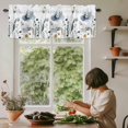 thumbnail image 5 of Watercolor Flowers Leaf Window Valance Curtain Blue Butterfly Plant Rod Pocket Short Curtain for Living Room, Bedroom & Kitchen Window Decor 42x18in, 5 of 8
