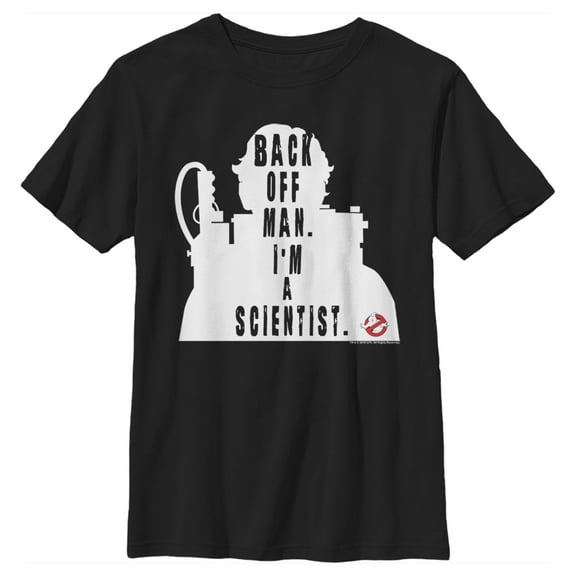 Boy's Ghostbusters Venkman Back Off I'm A Scientist Graphic Tee Black Small