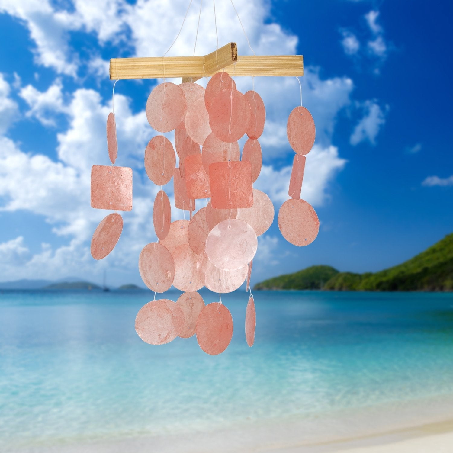Woodstock Windchimes Mini Capiz Chime Coral, Wind Chimes For Outside, Wind Chimes For Garden, Patio, and Outdoor Décor, 12"L