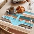 thumbnail image 3 of Anchor Placemats Set of 6 Blue Green Brown Vintage Wood Grain Nautical Place Mats Indoor Wipeable Table Mats Washable Cloth Dining Table Placemats for Kitchen Holiday Party Home Decor 13x19 Inch, 3 of 9