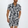 thumbnail image 3 of VBTAPA Men's 2 Piece Vacation Beach Outfits Floral Button Down Shirt and Shorts Matching Suit Set Summer Yoga Cruise Sets Black S, 3 of 6