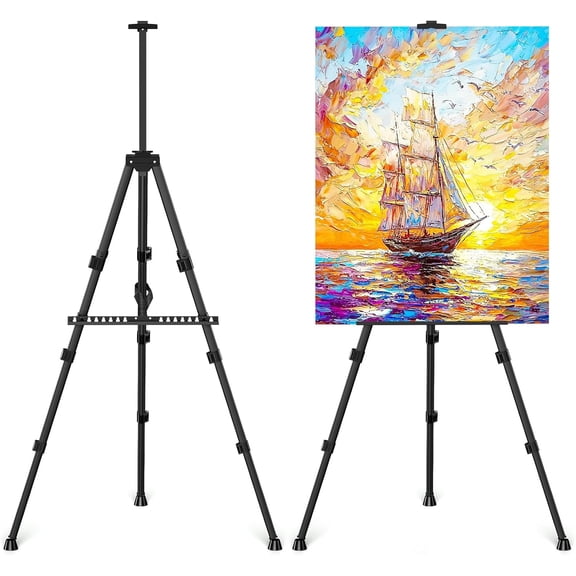 17" - 66" Adjustable Art Easel for Drawing,Display,Portable Painting Easel Stand, Metal Table Top Easel,Black