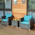 thumbnail image 2 of Patiojoy 3PCS Patio Rattan Furniture Set Outdoor Bistro Set w/Washable Cushion for Garden Poolside Backyard Turquoise, 2 of 7