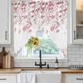 thumbnail image 6 of Pink Leaves Swag Valances for Windows, Kitchen Curtains 36 Inch Length 2 Panels Set, Summer Botanical Short Curtains for Small Windows Rod Pocket Cafe Curtains Drapes 28"x36", 6 of 8